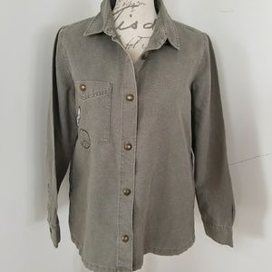 Zara Army Green Patch Shirt Jacket